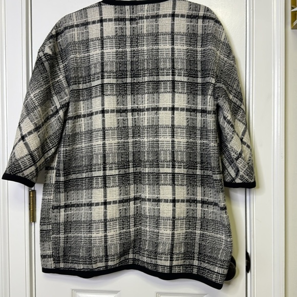 Cynthia Rowley Black and White Plaid Open Front Jacket - Picture 5 of 5